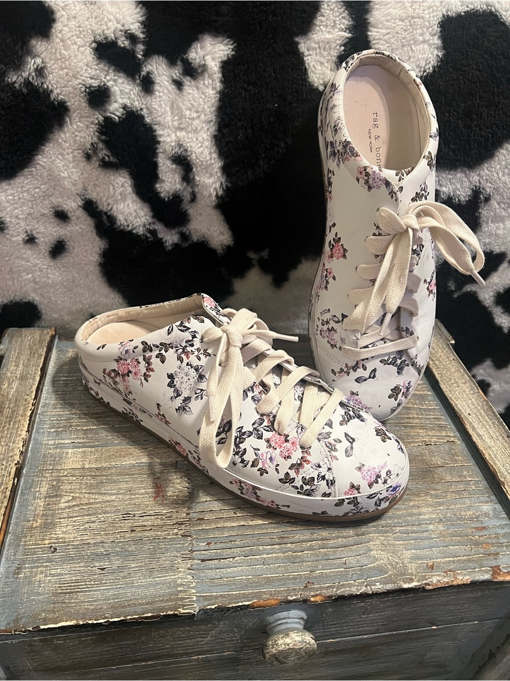 rag & bone White Floral Lace-Up Mule Garden Shoes